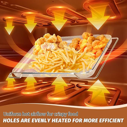 Ceramic Nonstick Baking Pan and Air Fryer Basket set,Naturally Slick Ceramic Coating Sheet Baking Pan and Stainless Steel Cooling Rack Set,Non-Toxic,PTFE&PFOA Free-Perfect for Baking, Roasting