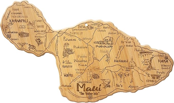 Totally Bamboo Destination Maui Serving and Cutting Board, Includes Hang Tie for Wall Display