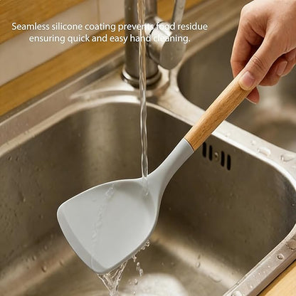Silicone Cooking Utensils Set - 446°F Heat Resistant Silicone Kitchen Utensils Set, Spatula,Turner Tongs, Spoon, Whisk,Kitchen Gadgets for Nonstick Cookware, BPA Free（Khaki）