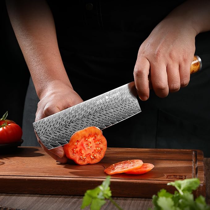 Kitory Damascus Nakiri Knife, 7" Ultra Sharp Kitchen knife - High Carbon 73-Layers 10Cr15CoMoV Stainless Steel - with White Shadow Wood Handle, for Kitchen and Restaurant, 2026 Gift