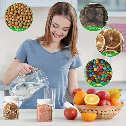 Nosiny 12 Pcs 24 oz Clear Plastic Jars with Lids Square Plastic Container Large Candy Jars with Screw on Lids Refillable Kitchen Storage Containers for Dry Food, Coffee (White)