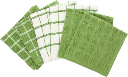 Ritz Terry Check Dish Cloth Set: Highly Absorbent & Super Soft - 100% Cotton, Durable Kitchen Cleaning Cloths for Wiping Tables and Counters, 6-Pack, Cactus