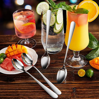 KEAWELL Premium 4-Piece Louise Long Handle Iced Tea Spoons, 18/10 Stainless Steel, Brilliant Mirror Finish, Teaspoons for Coffee, Cocktails, and Beverages, Dishwasher Safe (7.5 inch, 4)