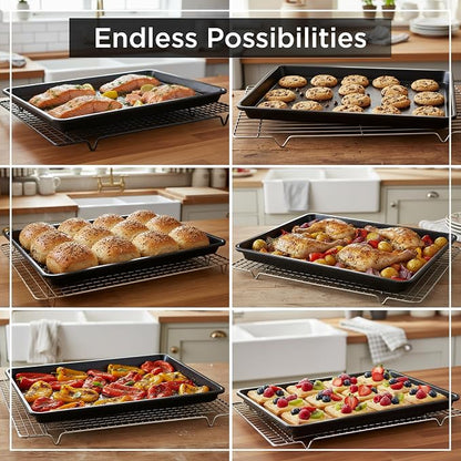 Wrenbury Jelly Roll Pan 15x10 Nonstick – Carbon Steel Swiss Roll Cookie Baking Sheet Oven Freezer and Dishwasher Safe with 10 Year Guarantee