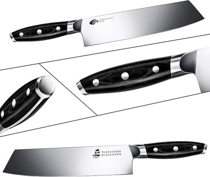 TUO Kiritsuke Knife - 8.5 inch Kiritsuke Chef Knife - Japanese Vegetable Meat Knife - German HC Steel - Full Tang Pakkawood Handle - BLACK HAWK SERIES with Gift Box