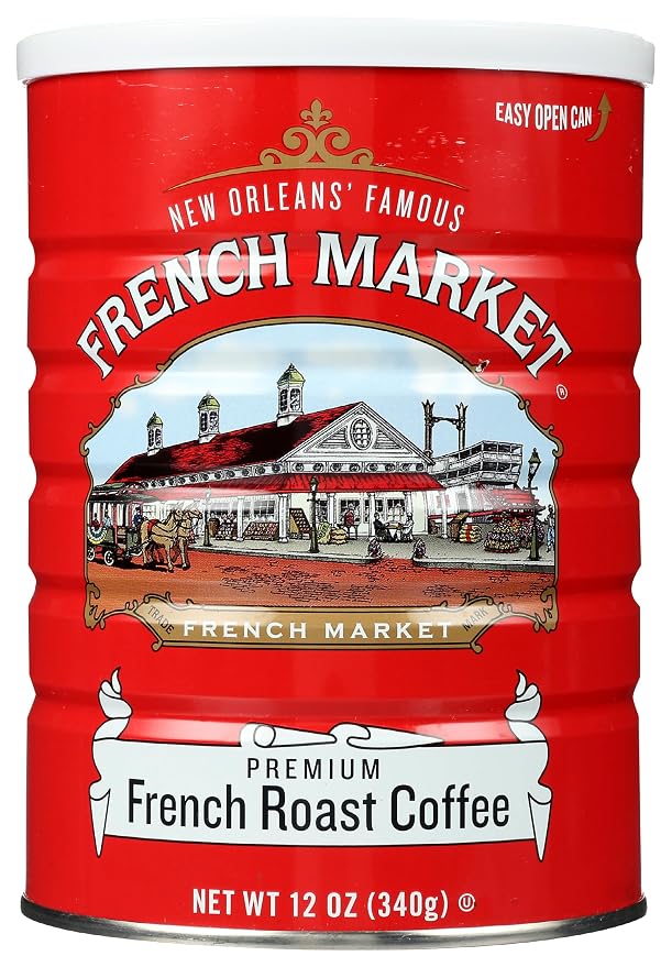 French Market French Roast Medium-Dark Roast Ground Coffee, 12oz Can (Pack of 1)