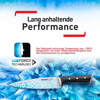 Tefal Ice Force 11cm Black Household Knife, Kitchen Knife, German Stainless Steel Blade, Durable Cutting and Sharp Performance, 10 Year Warranty K2320914