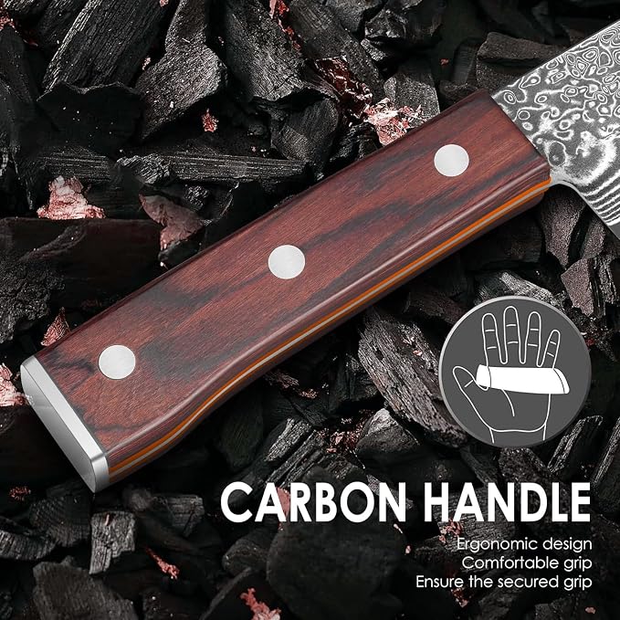 COOKLET'S Chef Knife, 8 Inch Professional VG10 Damascus High Carbon Stainless Steel Ultra Sharp Chef Knife, Vegetable Meat Kitchen Cooking Knife, G10 Ergonomic Color Wooden Handle with Luxury Gift Box