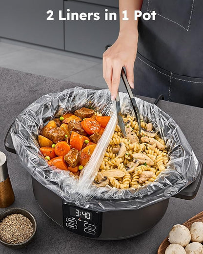 SMARTAKE Slow Cooker Liners, 20 Count 13"x 21" Large Size Disposable Cooking Bags, Fit 3QT to 8QT for Slow Cooker, Cooking Trays, Suitable for Oval & Round Pots, 20 Liners