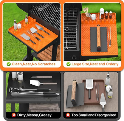 Silicone Griddle Tools - Spatula Mat with Drip Pad, Grill Utensil Holder, Side Shelf Mat for Kitchen, Cooking, Countertop, Griddle Accessories - 1 Pack