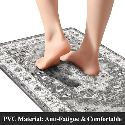 Cushioned Kitchen Rug Sets 3 Piece Anti Fatigue Kitchen Mats for Floor Non Slip Waterproof Kitchen Rugs and Mats Comfort Standing Mat Runner for Home Office,Sink,Laundry