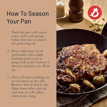 de Buyer - Blue Carbon Steel Fry Pan 2mm Thick - 12.5” Diameter, 9.13” Cooking Surface - Oven Safe - Naturally Non-Stick Finish - Made in France