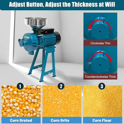 Slsy Heavy Duty Electric Wet & Dry Grain Mill Grinder, 3000W High Power Milling Machine, 110V Commercial Grain Grinder for Corn, Wheat, Rice, Soybeans, Feed