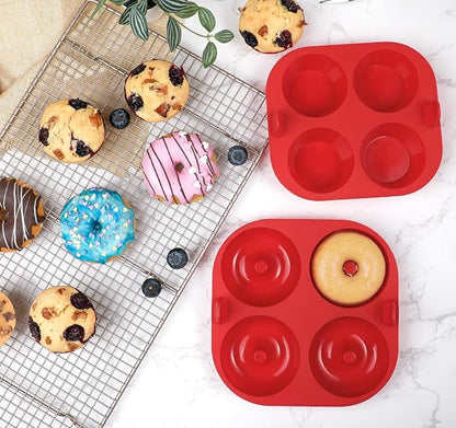Webake Silicone Air Fryer Muffin Pan and Donut Pan, Make 2.8" Standard Size Cupcakes and Donuts, Nonstick BPA-Free, Set of 2