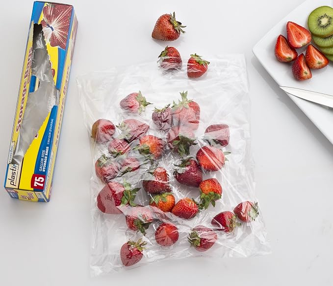 Disposable Plastic Storage Bags With Original Twist Tie, 1 Gallon Size, 150 Bags, Great For Home, Office, Vacation, Traveling, Sandwich, Fruits, Nuts, Cake, Cookies, Or Any Snacks (2 Packs)