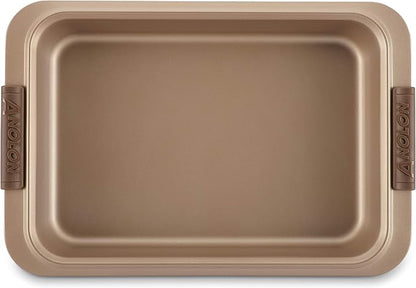 Anolon Bronze Nonstick Baking Pan With Lid / Nonstick Cake Pan With Lid, Rectangle - 9 Inch x 13 Inch, Brown