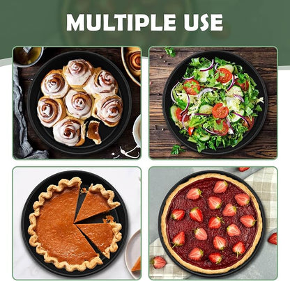 E-far 9.5 Inch Cake Pan Set of 3, Nonstick Round Baking Layer Cake Pans, Stainless Steel Core & Non-Toxic Coating, 2 Inch Deep (Black)
