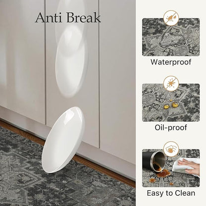 GENIMO Kitchen Mats for Floor 2PCs, Washable Anti Fatigue Mat for Cushioned, 17.3"x47"+17.3"x30", Waterproof Kitchen Rugs, Non Slip Comfort Standing Mat Rug for Home, Sink, Laundry, Dark Gray