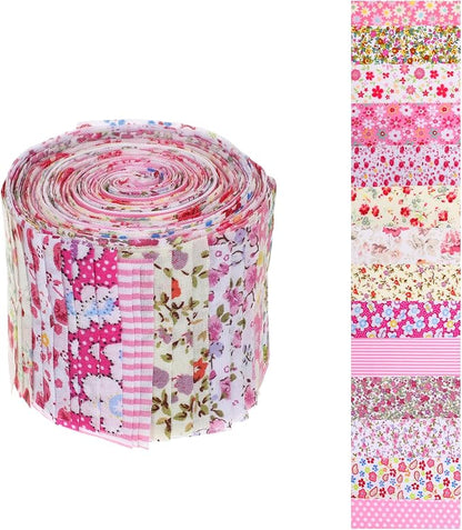 42Pcs Jelly Roll Fabric Strips Soft Cotton Quilting Fabric 2.5 x 20 Inch Pre-Cut Cotton Strips Bundles for Quilting Crafting and Sewing(Red and Pink)