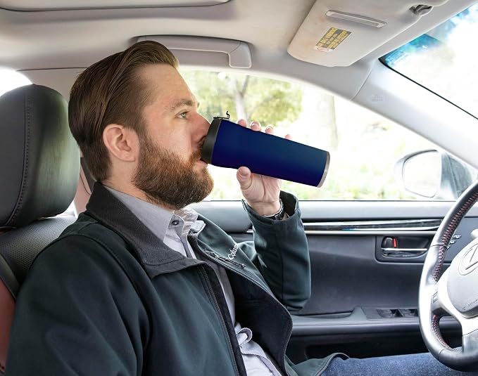 MIRA 16 oz Coffee Travel Mug - Stainless Steel Insulated Tumbler with Leak-Proof Lid - Hot & Cold Cup - Marine