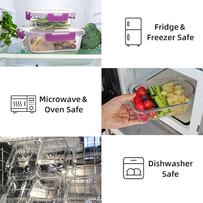 C CREST 10 Pack Meal Prep Glass Containers with Locking Lids - 5x 32oz + 5x 12oz - Ideal for Food Storage