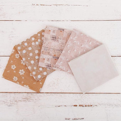 Threadart Exclusive 5 Fat Quarter Bundles - Ivory Vintage Prints 100% Cotton Fabric - Premium 100% Cotton Quilting Fabric - No Duplicates - Full Size Fat Quarters 18"x21" - Ivory