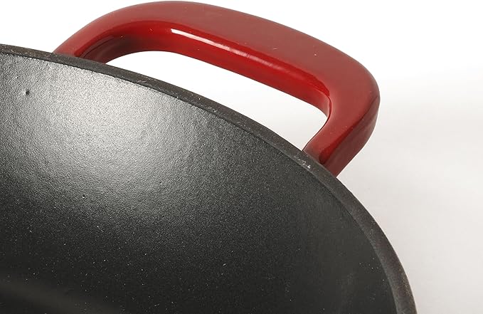 Martha Stewart Gatwick 12” Enameled Cast Iron Skillet, PFAS-Free, Classic Red Exterior with Matte Black Enamel Interior, Rust Resistant, Oven Safe