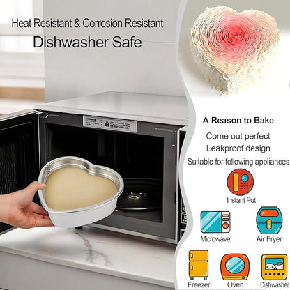 AWTBDP Heart Shaped Cake Pans, Nonstick 6x3 Inch Heart Cake Pan for Layer Cakes 1-2 Servings, Stainless Steel Small Cake Pan Tins for Birthday/Valentine's Day/Wedding/Anniversary, Dishwasher Safe