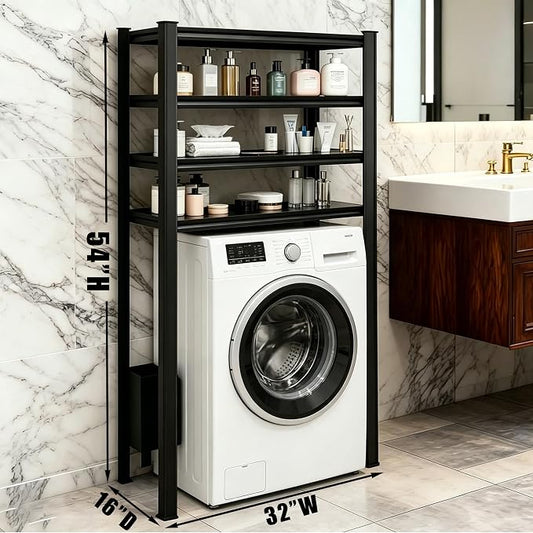 Over The Washer and Dryer Storage Shelf, Height-Adjustable 4-Tier Metal Organizer Rack for Washer Dryer, Space Saving Laundry Room Organizer Rack, for Bathroom Essentials (54" Hx31 Wx16 D)