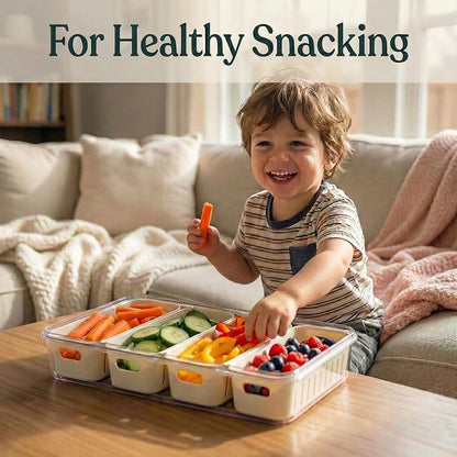 [Dishwasher Safe] Salad Bar Containers for Fridge, Veggie Containers for Refrigerator, Salad Prep Containers for Fridge, Veggie Tray with Lid, Storage & Organizer for Fruit, Berry, Produce Keeper