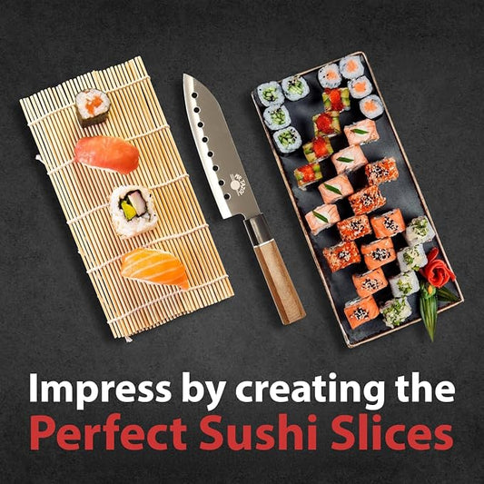 Mr Tazoi 8 Inch Stainless Steel Sushi Chef Knife - Japanese Inspired Design, Sharp & Lightweight, Budget Friendly & Durable - Ideal for Sushi, Sashimi, and Everyday Kitchen Use