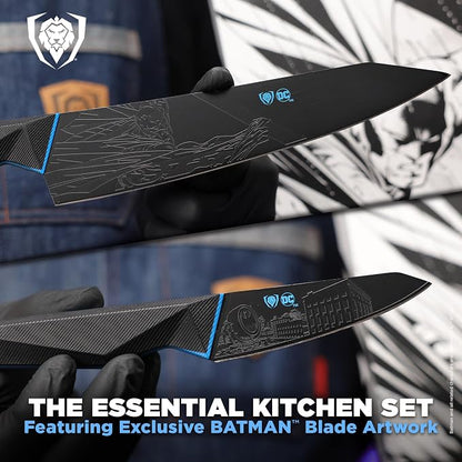Dalstrong Knife Set - 2 Piece - BATMAN™ Shadow Black Edition - 8" Chef Knife 3.75" Paring Knife - High Carbon 7Cr17MoV Steel - Black Titanium Kitchen Knife - Collection Item - G10 Handle - Sheath
