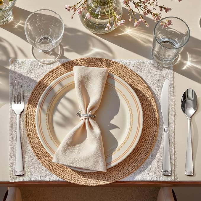 KINGSTONE Silverware Set, 40-Piece Flatware Set for 8, 18/10 Stainless Steel Cutlery Set with Bead Edge, Utensil for Kitchen, Home, Party, Wedding, Matte Silver, Dishwasher Safe, Featured Gifts