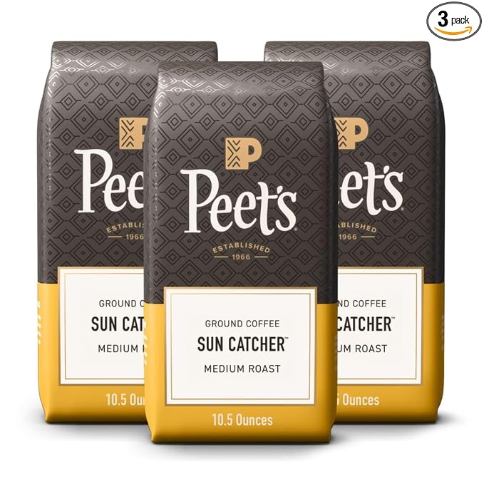 Peet's Coffee, 100% Arabica Light Roast Ground Coffee, Sun Catcher Blend 10.5 Ounce Bag (Pack of 3)
