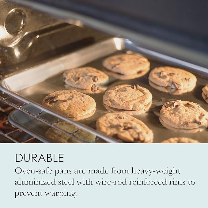Chicago Metallic Professional Non-Stick Cookie/Jelly-Roll Pan Set with Cooling Rack, 17-Inch-by-12.25-Inch and Chicago Metallic Commercial II Traditional Uncoated 16-3/4 by 12-Inch Jelly-Roll Pan