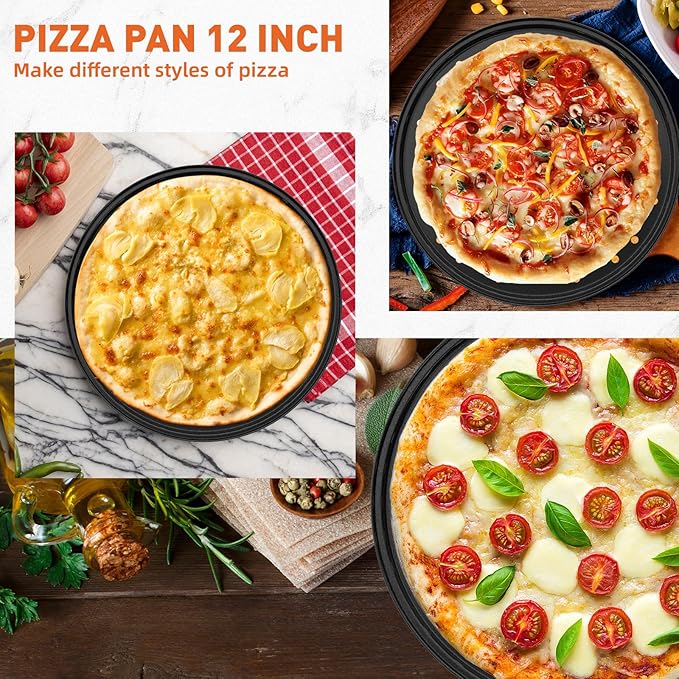 CasaCulina 12 Inch Pizza Pan with Holes, Nonstick Pizza Tray for Oven, Round Perforated Carbon Steel Pizza Baking Pans Pizza Bakeware for Home Restaurant Kitchen Baking
