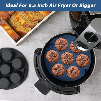 Webake 2PCS Silicone Air Fryer Muffin Pan for Baking Nonstick Egg Btes Silicone Mold BPA Free Muffin Tins Baking Cups