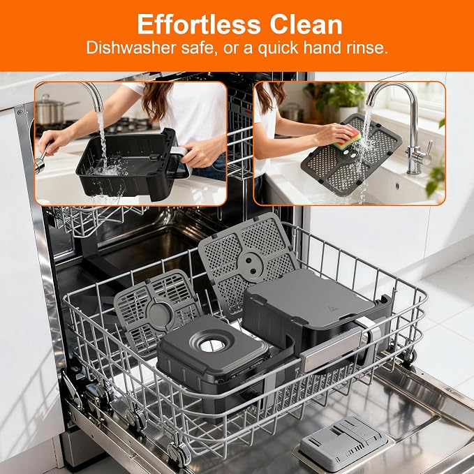 13QT Dual-Basket Air Fryers, Vertical Compact Large Air Fryers with viewing window & Independent Light, 10-in-1 Presets for Home Family, Bake/Dehydrate/Reheat, Double Zone Air Fryer Dishwasher-Safe