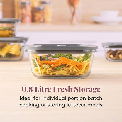 Kilner Fresh Storage 0.8 Litre Airtight Glass Container Durable Leakproof Lid with Vacuum Seal for Food Storage Leftovers Snacks Meal Prep Batch Cooking