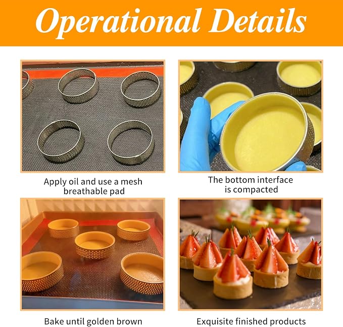 RICHSC-PAN Stainless Steel Perforated Tart Ring Set, 16 Packs Food-Grade, 3.15 Inches and 2.36 Inches, Suitable for All Kinds of Small Fruit Tart Crusts.