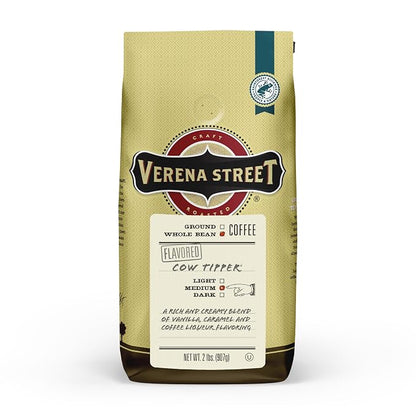 Verena Street 2 Pound Flavored Whole Bean Coffee, Cow Tipper, Medium Roast, Rainforest Alliance Certified Arabica Coffee