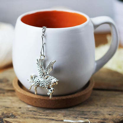 Pegasus tea infuser for loose leaf tea, Tea Maker with fantasy creature charm, Tea Steeper fantasy animals Herbal tea lover gift