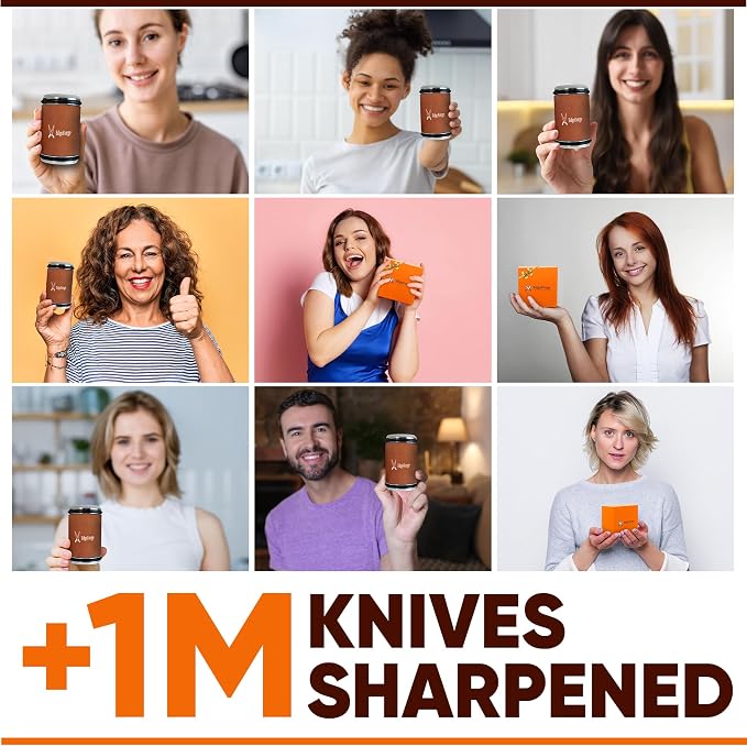Knife Sharpener – Rolling Knife Sharpener Kit with Diamond Disc & Stainless Steel Polishing Disc, Magnetic 15° & 20° Angle Guide, Manual Kitchen Knife Sharpener Tool, Ideal Gift
