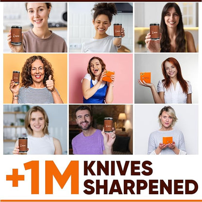Knife Sharpener – Rolling Knife Sharpener Kit with Diamond Disc & Stainless Steel Polishing Disc, Magnetic 15° & 20° Angle Guide, Manual Kitchen Knife Sharpener Tool, Ideal Gift
