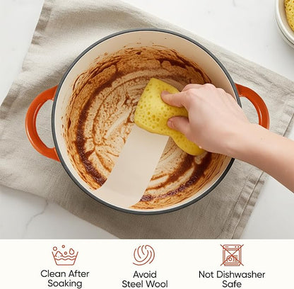 4.5 Quart Dutch Oven Pot with Lid, Non Stick Enameled Cast Iron Dutch Oven for Bread Baking, Heavy-Duty, Oven Safe Ceramic Cookware Up to 500°F for Baking, Braising, Stews, Roasting, Orange
