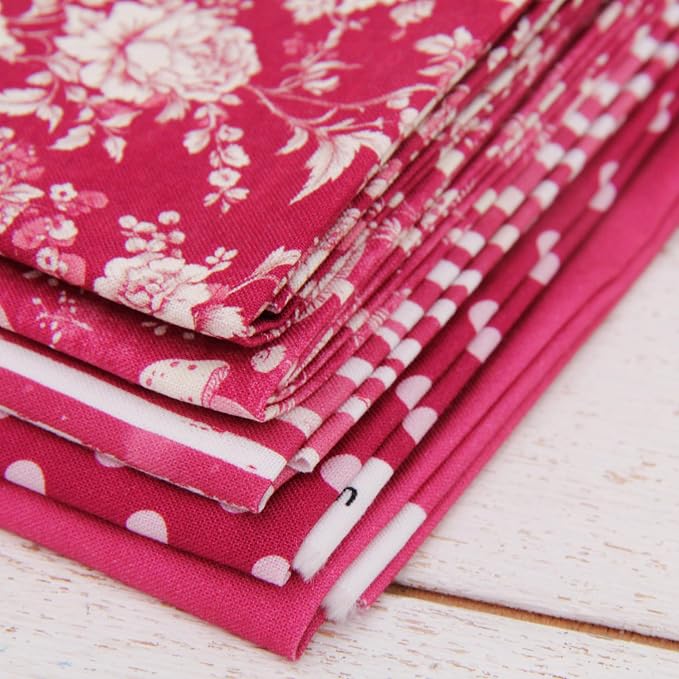 Threadart Exclusive 5 Fat Quarter Bundles - Burgundy Vintage Prints 100% Cotton Fabric - Premium 100% Cotton Quilting Fabric - No Duplicates - Full Size Fat Quarters 18"x21" - Burgundy