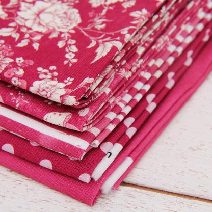 Threadart Exclusive 5 Fat Quarter Bundles - Burgundy Vintage Prints 100% Cotton Fabric - Premium 100% Cotton Quilting Fabric - No Duplicates - Full Size Fat Quarters 18"x21" - Burgundy