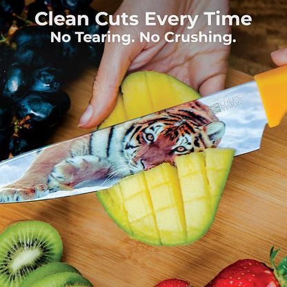 CHEF'S VISION Wildlife Knife Set-6-Piece Stainless Steel Cutting Knives Set for Kitchen with Stunning Animal Designs - Great Gift for Women or Men - Unique Kitchen Knife Set Gift for Nature Lovers