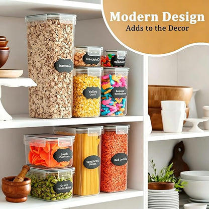 28 Pack Airtight Food Storage Containers with Lids, BPA Free Clear Pantry Storage Container for Kitchen Food Pantry Organizers and Storage, Plastic Pantry Organiser for Cereal,Flour and Sugar