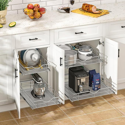 WelFurGeer Soft Close Slide Out Cabinet Shelf, 11" W x 22" D Pull Out Drawers for Kitchen Cabinets, Kitchen Shelf Organizer, Cupboard Organizers and Storage, Under Cabinet Pull Out Shelves